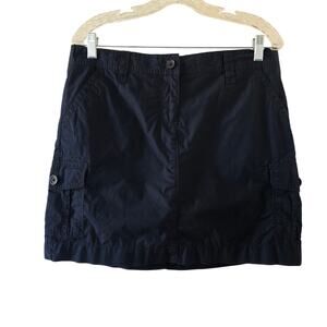 Lands End Black Cargo Skort Women Size 10 Casual Outdoor Pockets Cotton